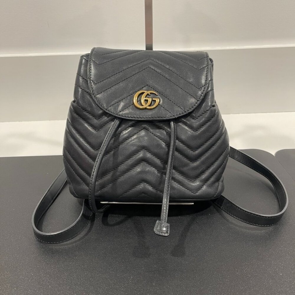 Gucci Marmot GG Small Backpack Leather Black (136008)